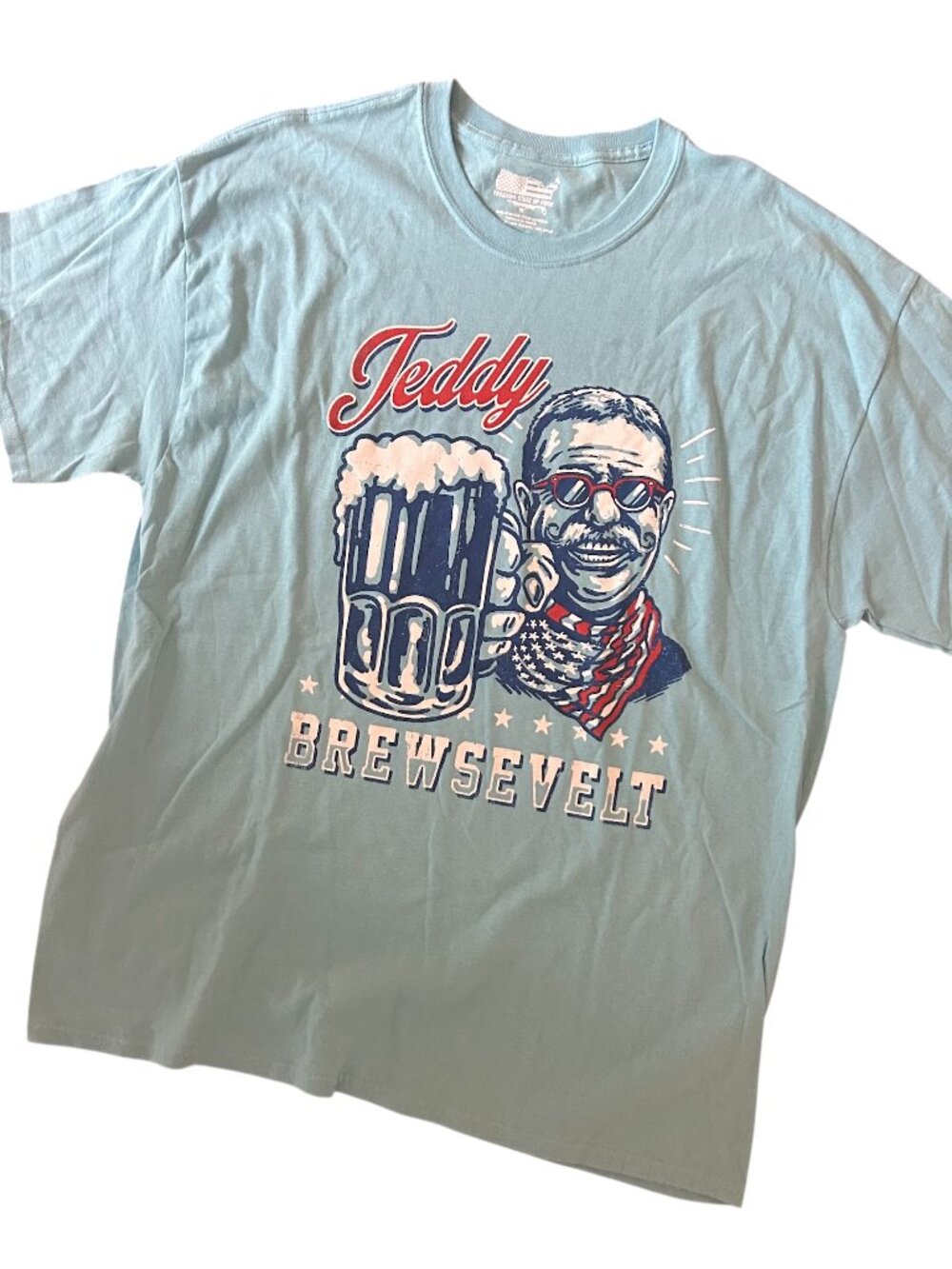 Teddy Brewsevelt Freedom State of Mind Mens Tee T-Shirt Size XL Beer  Patriotic